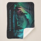 Couverture Sherpa Illustration du nom personnalisé Aurora Borealis (Devant)