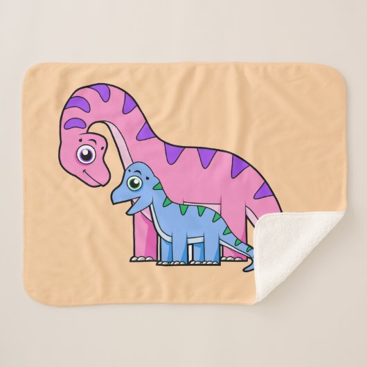 Couverture Sherpa Illustration D'Un Brachiosaurus Mère Et Enfant. (Devant (Horizontal))