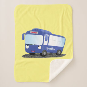 Couverture Sherpa Illustration d'un bus moderne bleu mignon
