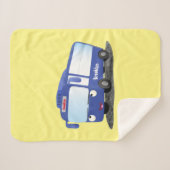 Couverture Sherpa Illustration d'un bus moderne bleu mignon (Devant (Horizontal))