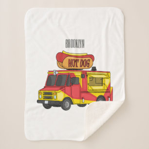 Couverture Sherpa Illustration d'un camion de nourriture pour chien 