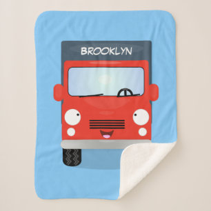 Couverture Sherpa Illustration d'un camion kawaii rouge mou