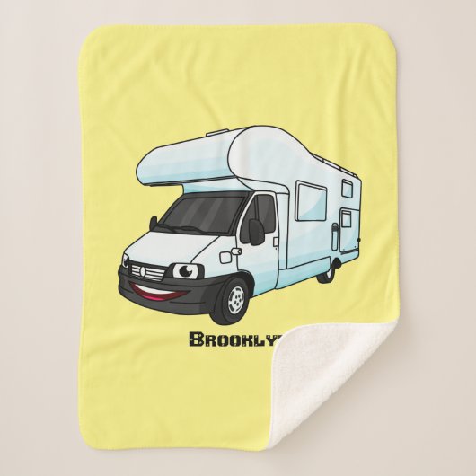 Couverture Sherpa Illustration d'un campervan heureux (Devant)