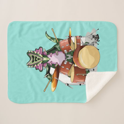 Couverture Sherpa Illustration D'Un Chasmosaurus Jouant Aux Tambours (Devant (Horizontal))