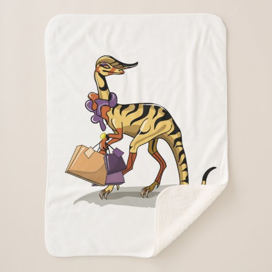 Couverture Sherpa Illustration D'Un Iguanodon Avec Sacs Commerciaux. (Devant)