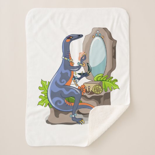 Couverture Sherpa Illustration D'Un Iguanodon Mettant Sur Le Maquill (Devant)