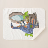 Couverture Sherpa Illustration D'Un Iguanodon Mettant Sur Le Maquill (Devant (Horizontal))