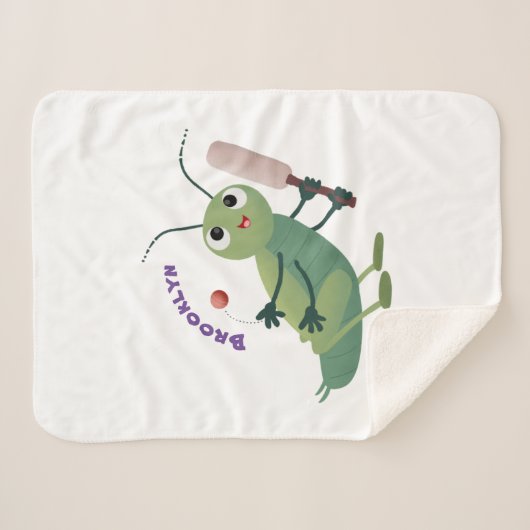 Couverture Sherpa Illustration d'un insecte du cricket vert mou (Devant (Horizontal))