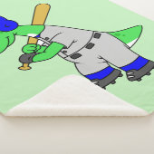 Couverture Sherpa Illustration D'Un Joueur De Baseball Brontosaurus. (3/4)