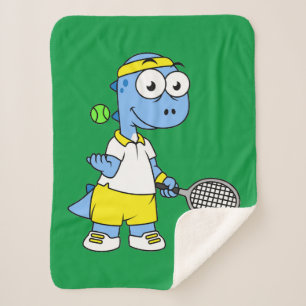 Couverture Sherpa Illustration D'Un Joueur De Tennis Tyrannosaurus R