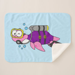 Couverture Sherpa Illustration D'Un Loch Ness Monster Scuba Diver.