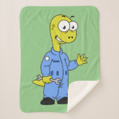 Couverture Sherpa Illustration D'Un Mécanique Brontosaurus. (Devant)