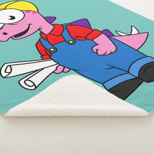 Couverture Sherpa Illustration D'Un Ouvrier De Construction De Stego (3/4)