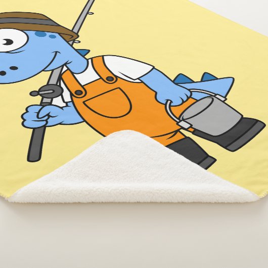 Couverture Sherpa Illustration D'Un Pêcheur D'Allosaurus. (3/4)