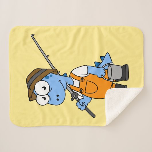 Couverture Sherpa Illustration D'Un Pêcheur D'Allosaurus. (Devant (Horizontal))