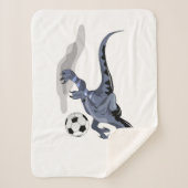 Couverture Sherpa Illustration D'Un Raptor Dinosaure Jouant Au Footb (Devant)
