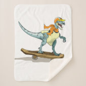 Couverture Sherpa Illustration D'Un Raptor Skateboard. (Devant)