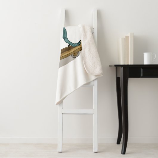 Couverture Sherpa Illustration D'Un Raptor Skateboard. (En situation)