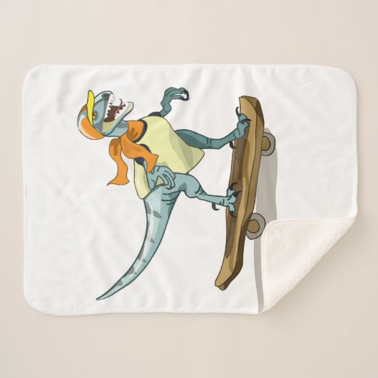 Couverture Sherpa Illustration D'Un Raptor Skateboard. (Devant (Horizontal))