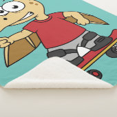 Couverture Sherpa Illustration D'Un Skateboard De Ptérosaure. (3/4)