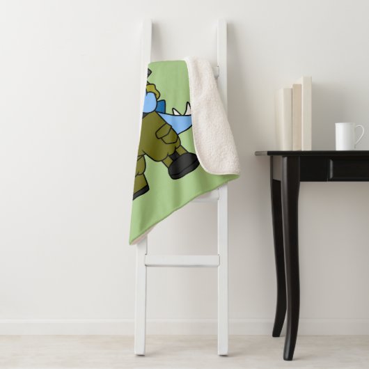 Couverture Sherpa Illustration D'Un Soldat De Stegosaurus. (En situation)