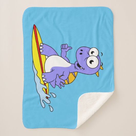 Couverture Sherpa Illustration D'Un Spinosaure De Surf. (Devant)