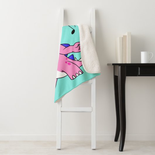 Couverture Sherpa Illustration D'Un Stegosaurus Chantant. (En situation)