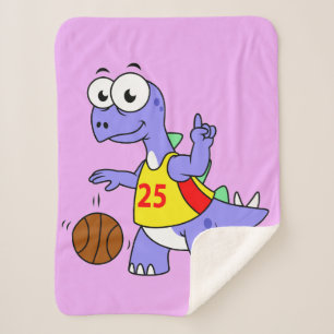 Couverture Sherpa Illustration D'Un Stegosaurus Jouant Au Basket.