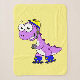 Couverture Sherpa Illustration D'Un Tyrannosaurus Rex De Patinage.