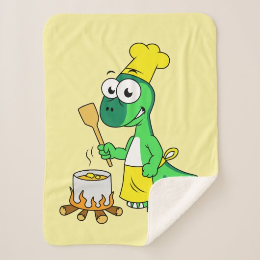 Couverture Sherpa Illustration D'Une Cuisine De Parasaurolophus Dino (Devant)