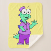 Couverture Sherpa Illustration D'Une Infirmière Stegosaurus. (Devant)