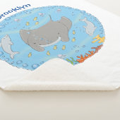 Couverture Sherpa Illustration d'une mignonne raie manta et de bulle (3/4)