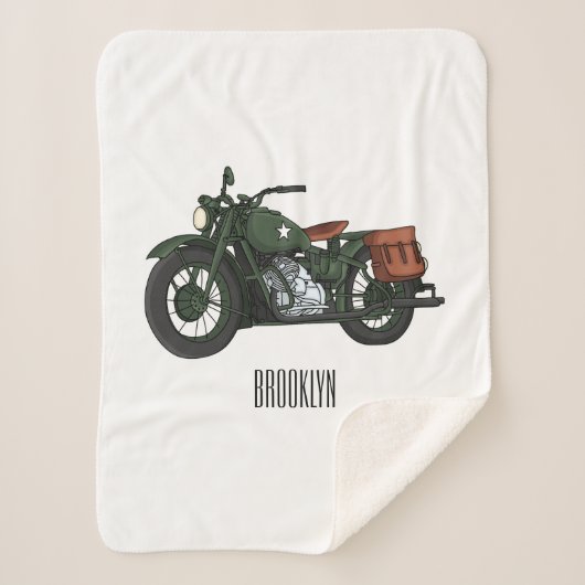 Couverture Sherpa Illustration d'une moto de croiseur militaire (Devant)