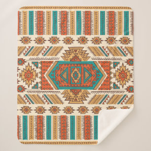 Couverture Sherpa Illustration ethnique vintage tribale