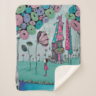 Couverture Sherpa Illustration Fille Fantaisiste