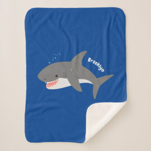 Couverture Sherpa Illustration joyeuse du grand requin blanc