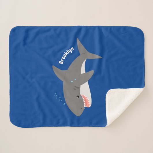 Couverture Sherpa Illustration joyeuse du grand requin blanc (Devant (Horizontal))