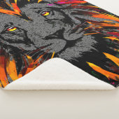 Couverture Sherpa Illustration Lion Sherpa Blanket Orange Dark Lion (3/4)