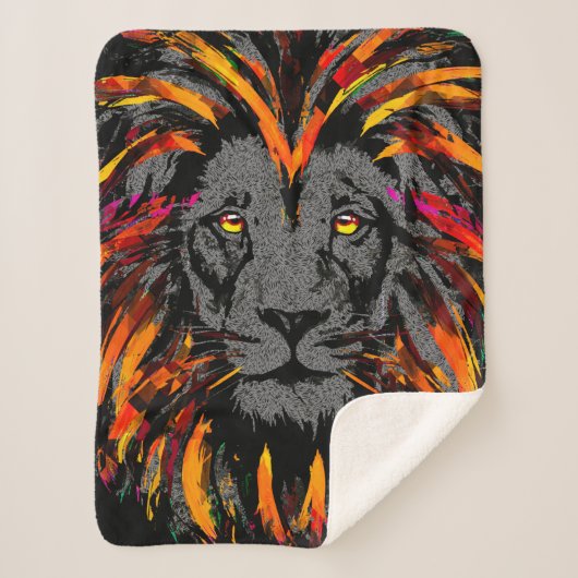 Couverture Sherpa Illustration Lion Sherpa Blanket Orange Dark Lion (Devant)