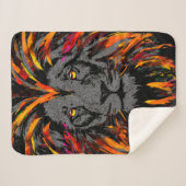 Couverture Sherpa Illustration Lion Sherpa Blanket Orange Dark Lion (Devant (Horizontal))