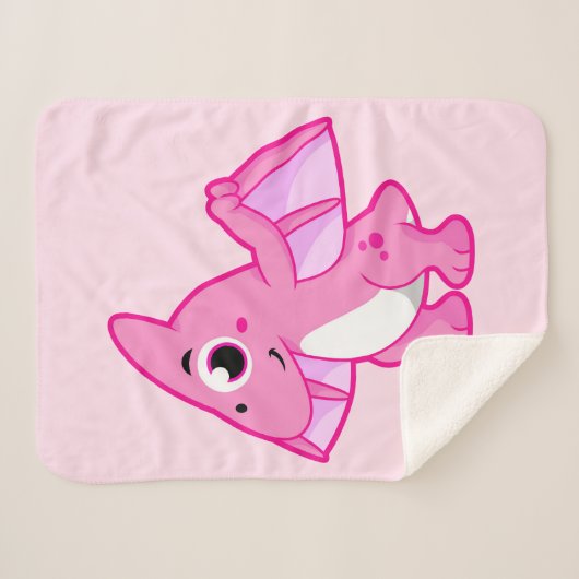 Couverture Sherpa Illustration Mignonne D'Un Pterodactyl. (Devant (Horizontal))