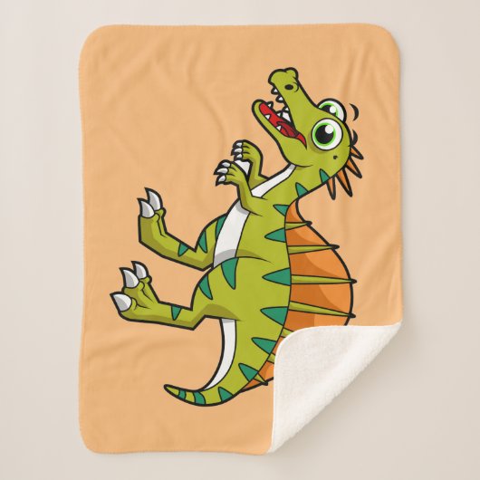 Couverture Sherpa Illustration Mignonne D'Un Spinosaure Souriant. (Devant)