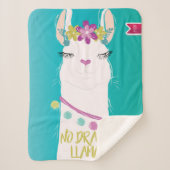 Couverture Sherpa Illustration No Drama Llama avec Monogramme (Devant)