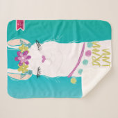 Couverture Sherpa Illustration No Drama Llama avec Monogramme (Devant (Horizontal))
