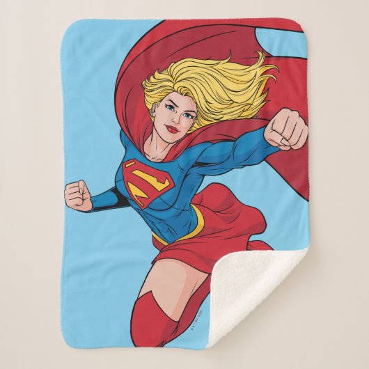 Couverture Sherpa Illustration Supergirl volant vers le haut (Devant)