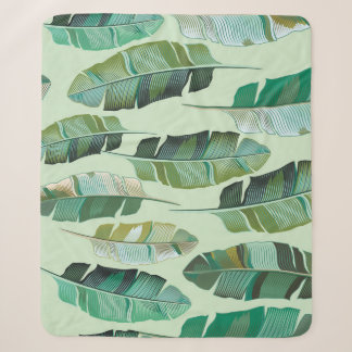 Couverture Sherpa Illustration tropicale Plante de banane à la mode
