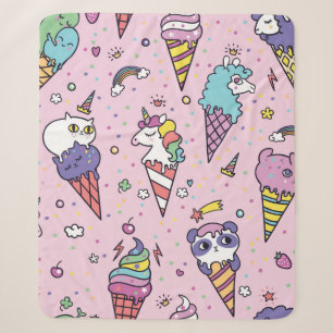 Couverture Sherpa Illustration vintage des cônes de crème glacée Cut