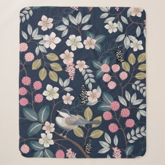 Couverture Sherpa Illustration vintage d'un motif floral transparent