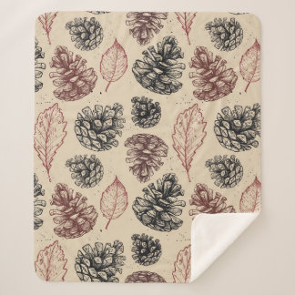 Couverture Sherpa Illustrations vintages dessinées à la main. Motif 