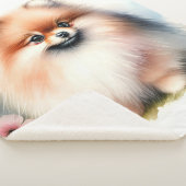Couverture Sherpa Image d'aquarelle mignonne Pomeranian (3/4)